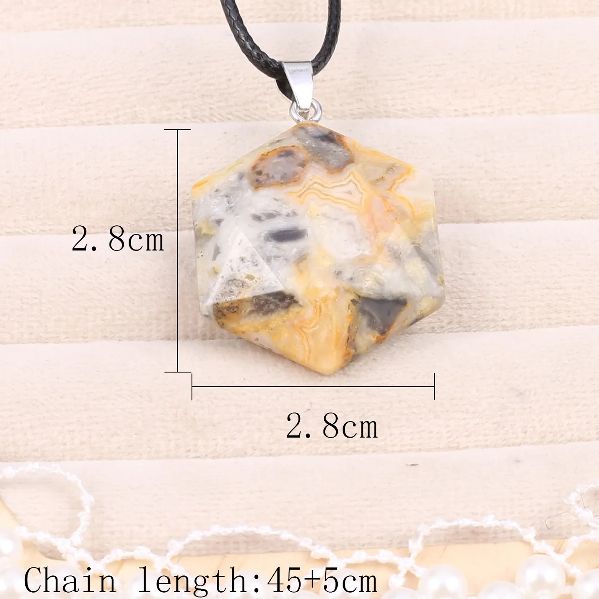 Charm Natural Stone Amethysts Green Aventurine Hexagonal Pendant Necklace Reiki Neutral Style Jewelry Charm Gift 28x28mm