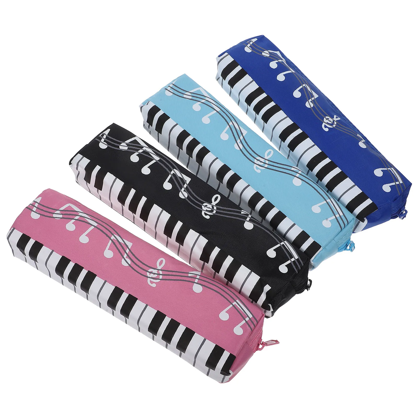 

4pcs Students Pencil Pouch Case Music Note Pen Bag Black Blue Pink Pencil Bag Lightweight School Use Storage