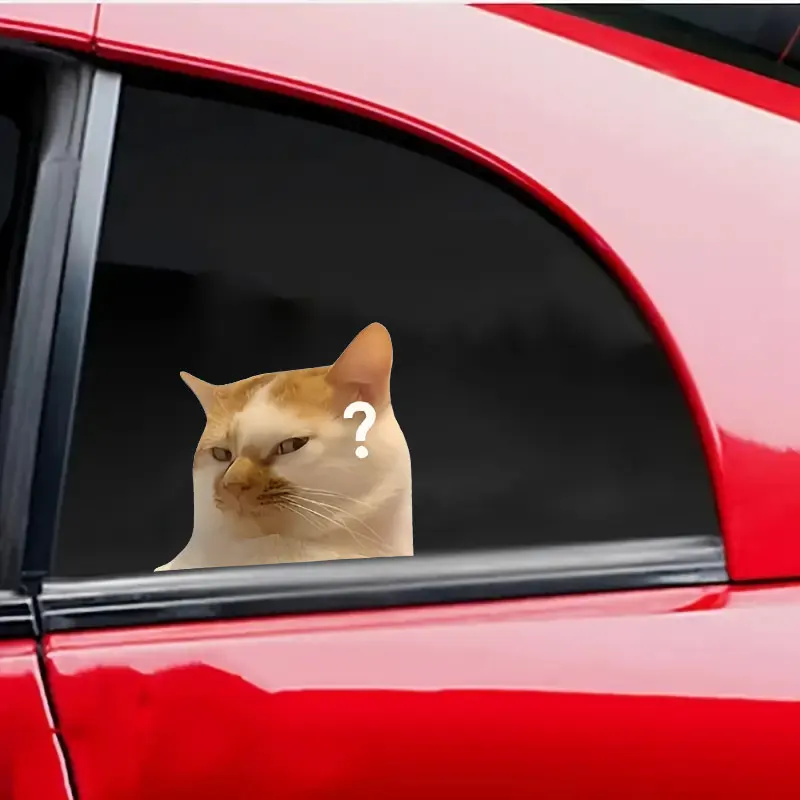 1PC Creative Cat MEME Motorcycle Sticker Waterproof for Motorbike Fuel Tank Car Window Electric Scooter Decoration Vinyl Decal view 6