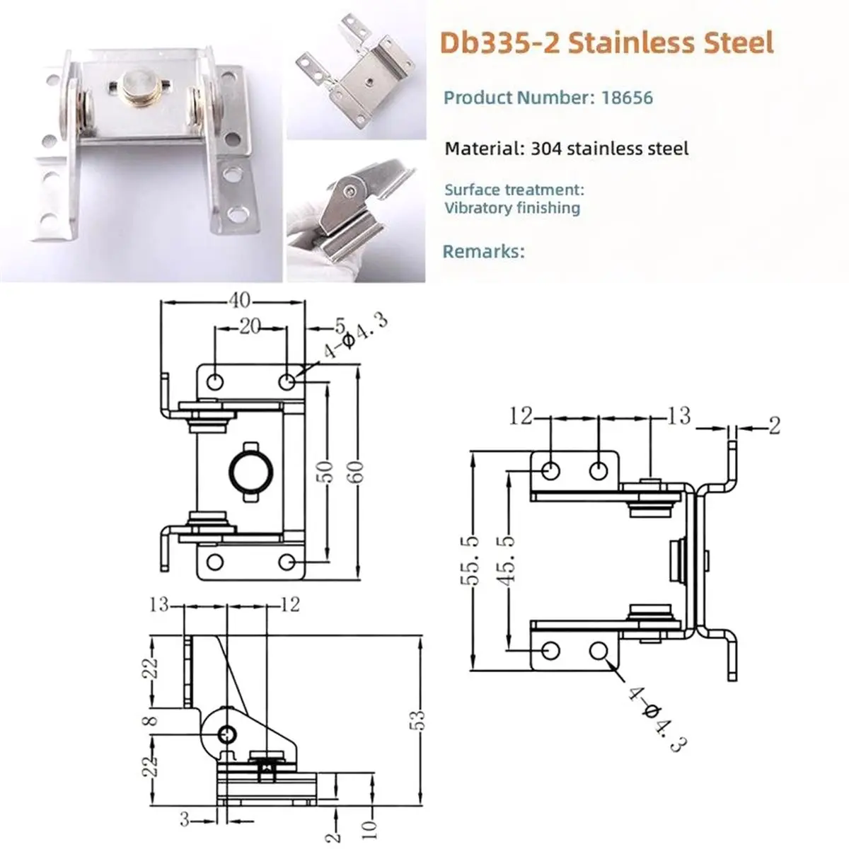 Stainless Steel Double Shaft Torque Hinge, Rotating 360 to Stop At , Constant Damping Shaft Hinge