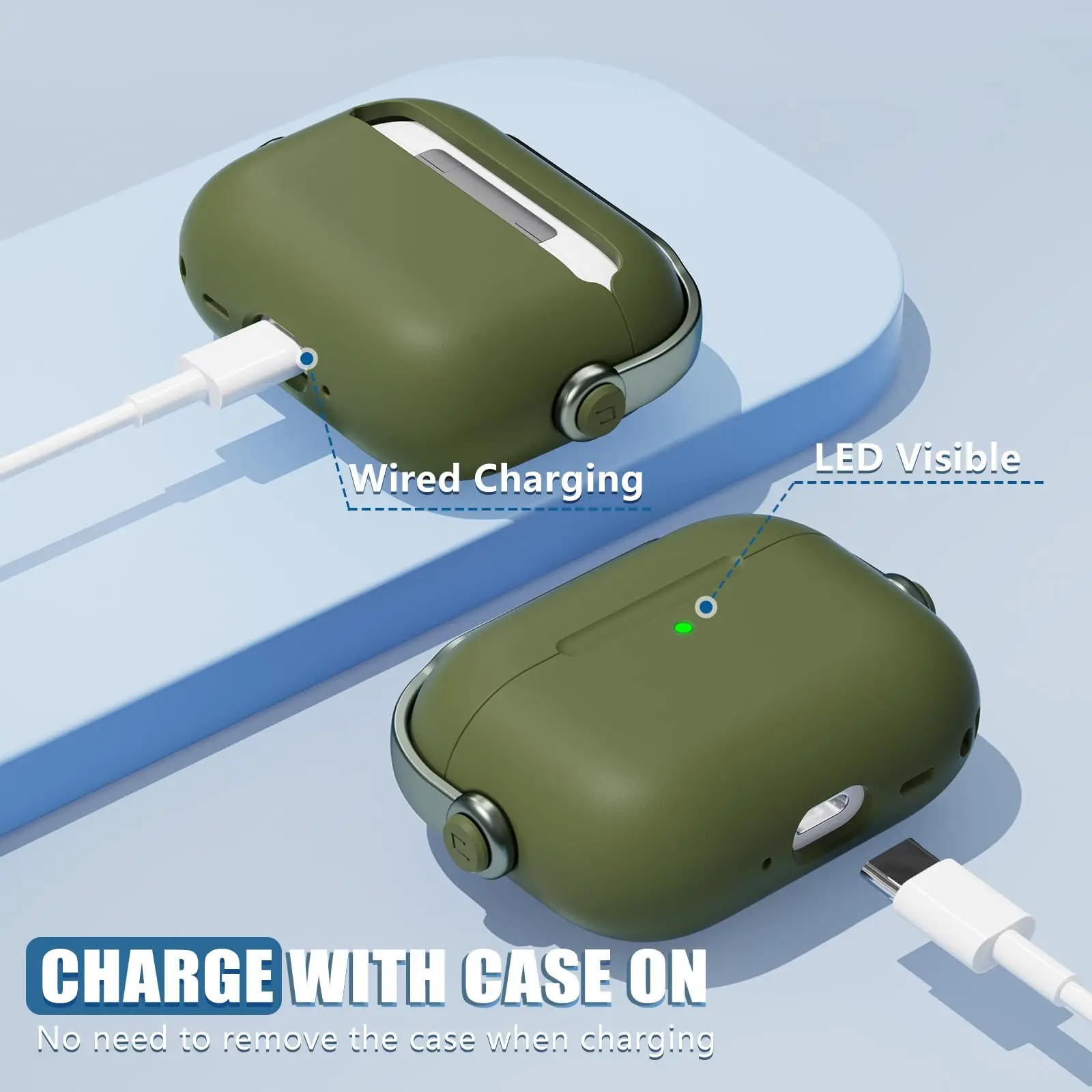 لهاتف Apple Airpod Pro 3 (2025) مع حامل هاتف ومجموعة أدوات تنظيف، حماية من السقوط للرجال والنساء حافظات Air pods Pro3 مع سلسلة مفاتيح