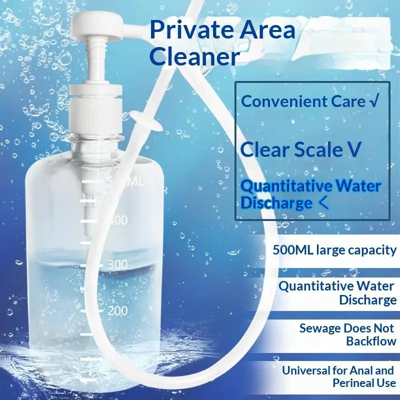 500ml Clear Scale Manual Press Anal Douche Portable Intimate Cleansing Irrigator for Personal Hygiene