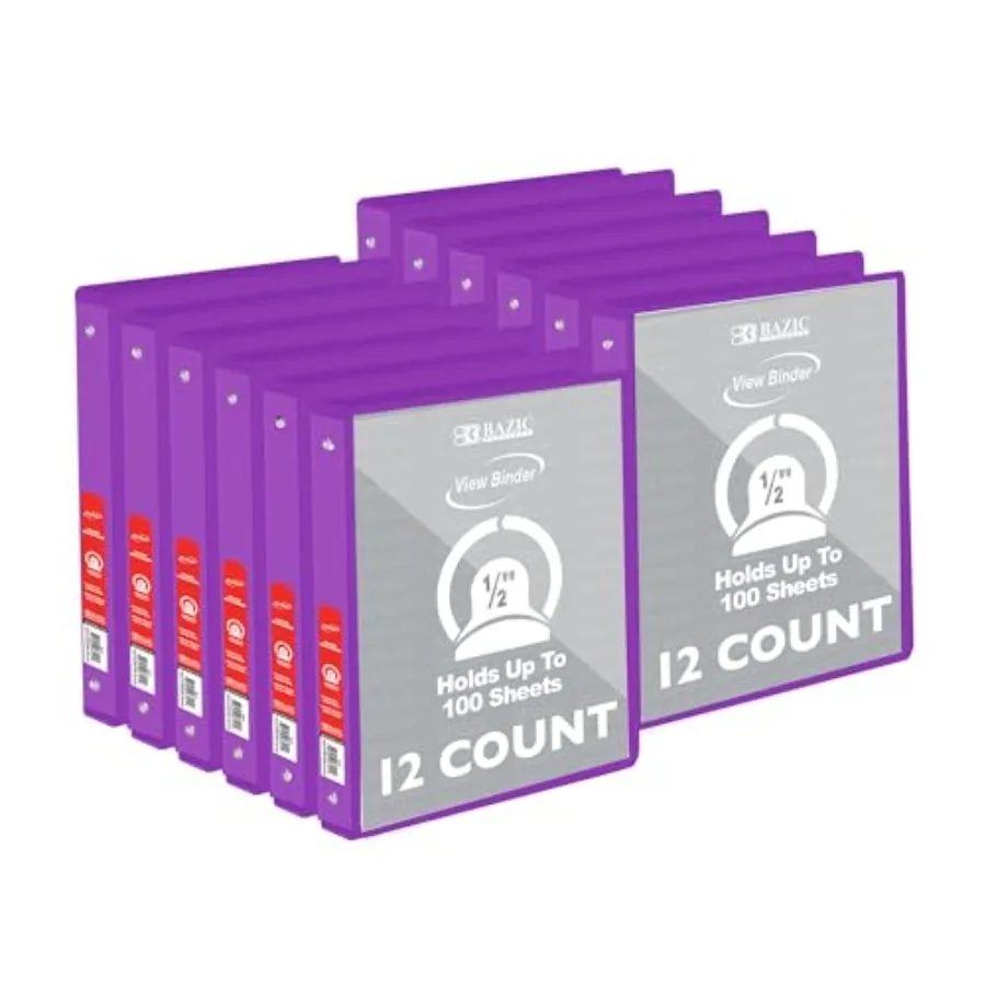 

0.5 Inch View Binder, 3 Ring, Holds 00 Sheets, Cs/2