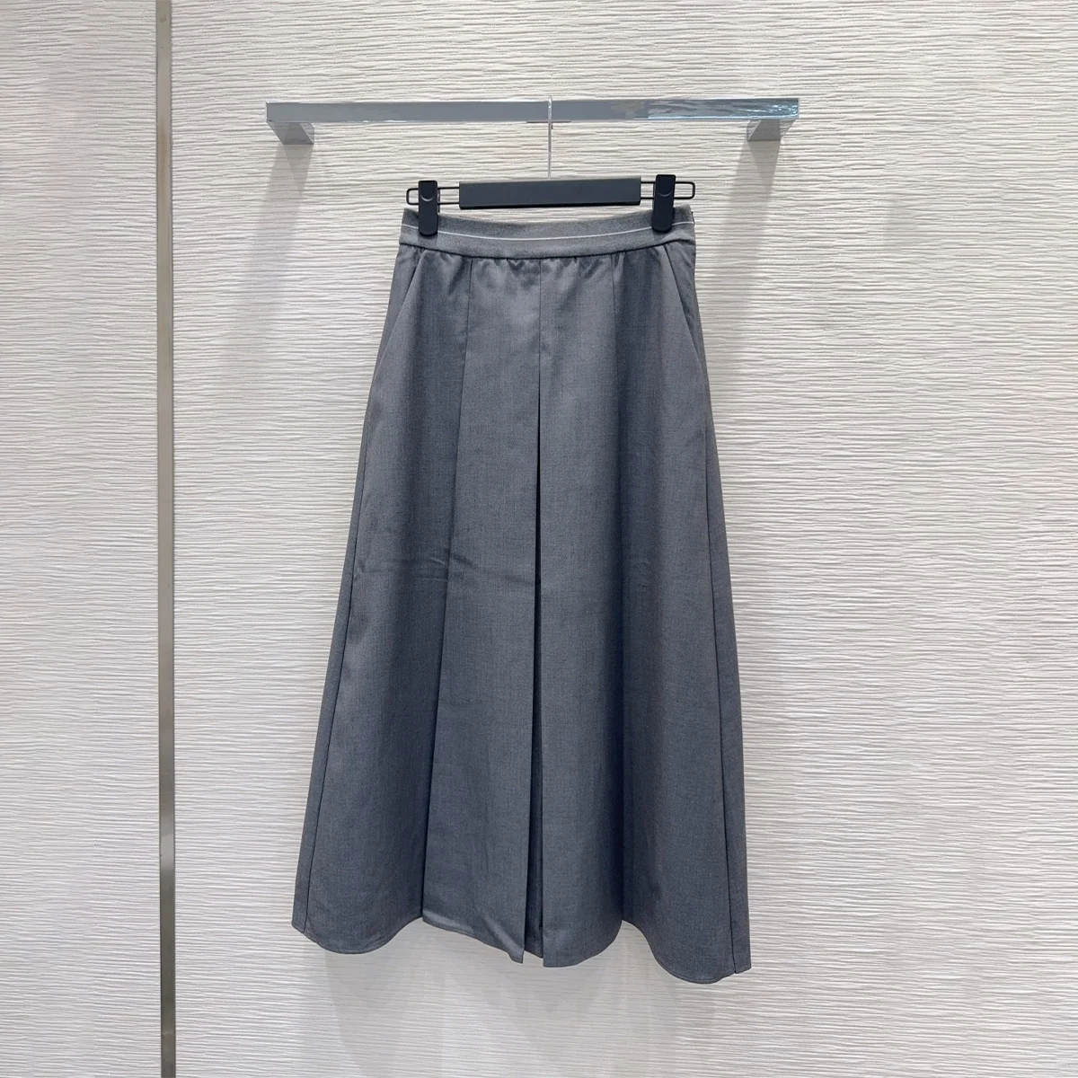 2026 High-Quality Women's Wear Design Front Slit Gathered Midi Skirt--hb806
