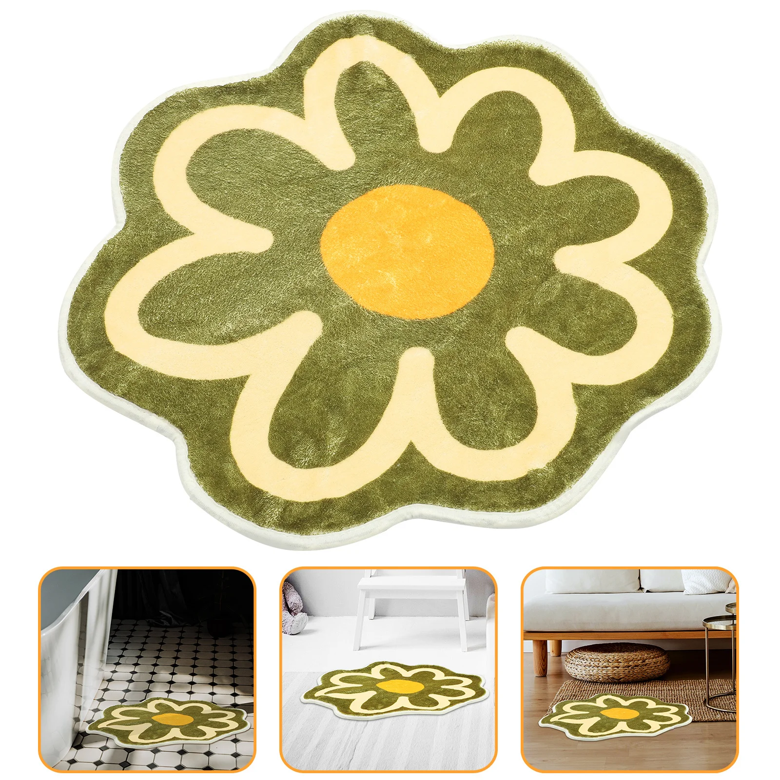 

Decorative Flower Shape Carpet Anti-Skid Water Absorption Floor Mat for Bedroom Bathroom Entryway Multi-Use Household Rug