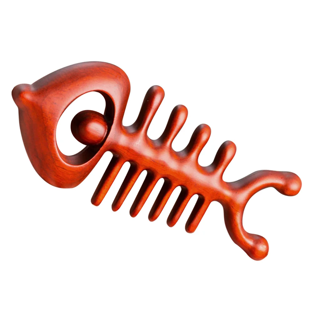 مشط تدليك محمول مصنوع من مواد خشبية، تصميم رائع مصقول جيد، مناسب للتدليك والاسترخاء وتمتد لتخفيف فروة الرأس #5