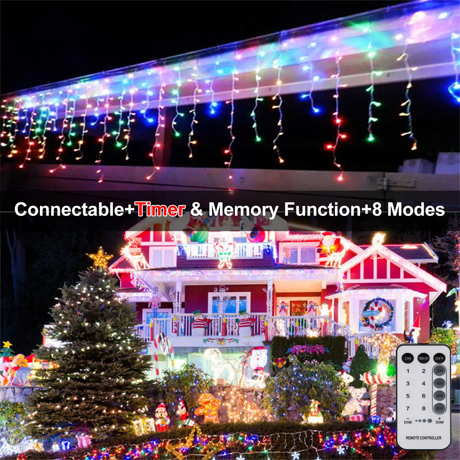 

Christmas Icicle Lights, Multi-Color LED Christmas Lights for Home, Garden, Outdoor Christmas Decorations Wedding Party