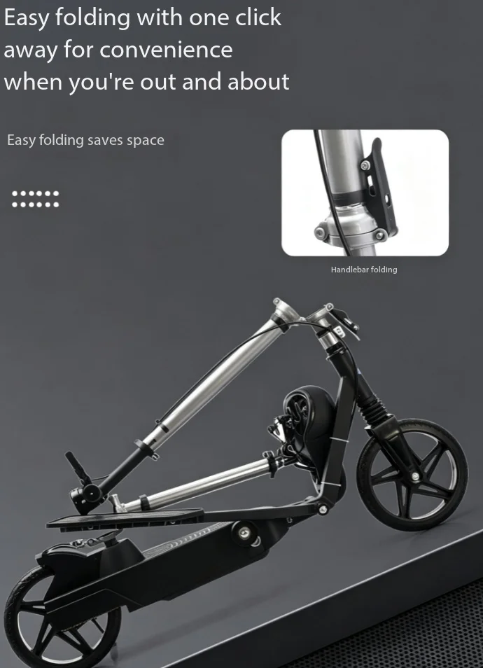 Dual Wing Pedal Frog Swing Scooter With Seat Foldable Height Adjustable Kids Teens Step Kick Scooter for 6‑14 Years