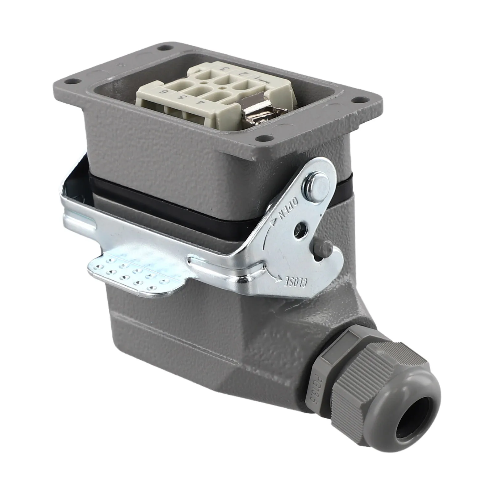 6 Pin Industrial Rectangular Connector 6 Core Grey Polycarbonate For Machinery Automation Equipment Electrical Supplies