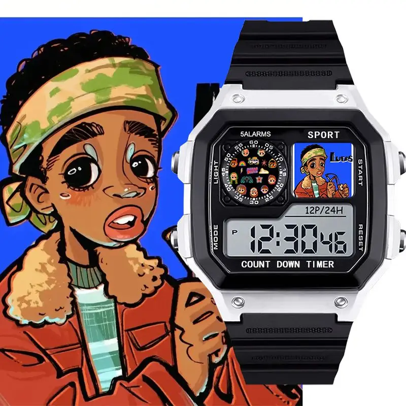 

Stranger Things Merchandise Watch Alarm Date Display Water-Resistant Digital Watch Square-Face Wristwatch Holiday Small Gift