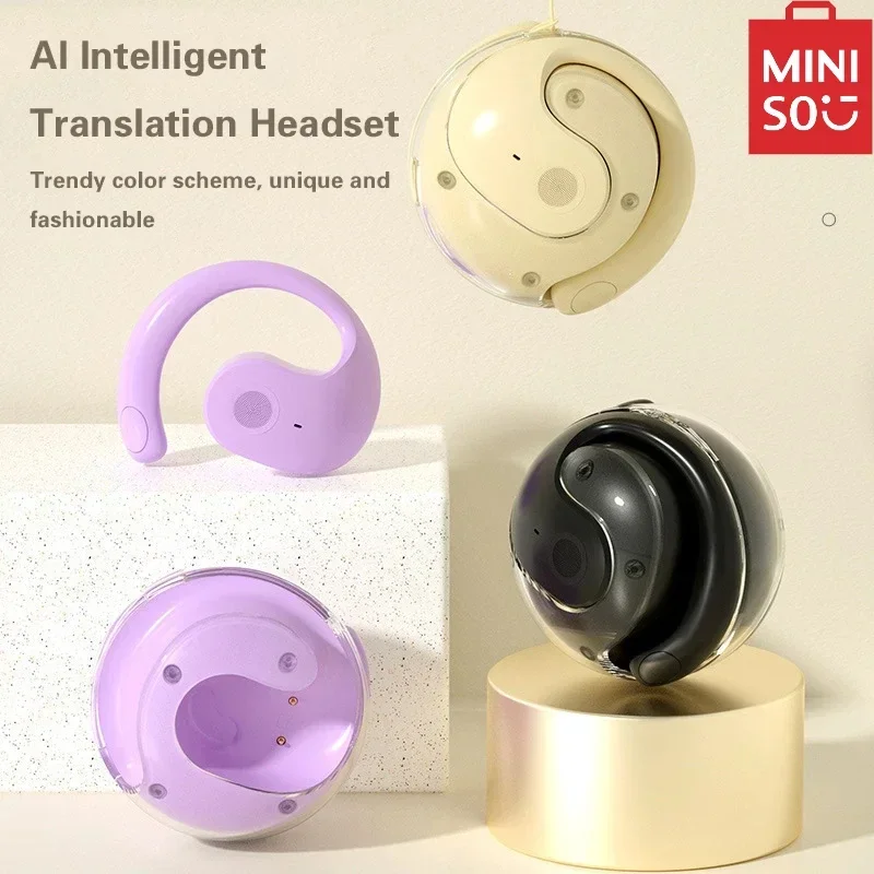 Auriculares inalámbricos MINISO con traducción BT, dispositivo de traducción en tiempo Real, 115 idiomas, para viajes, negocios, nuevo