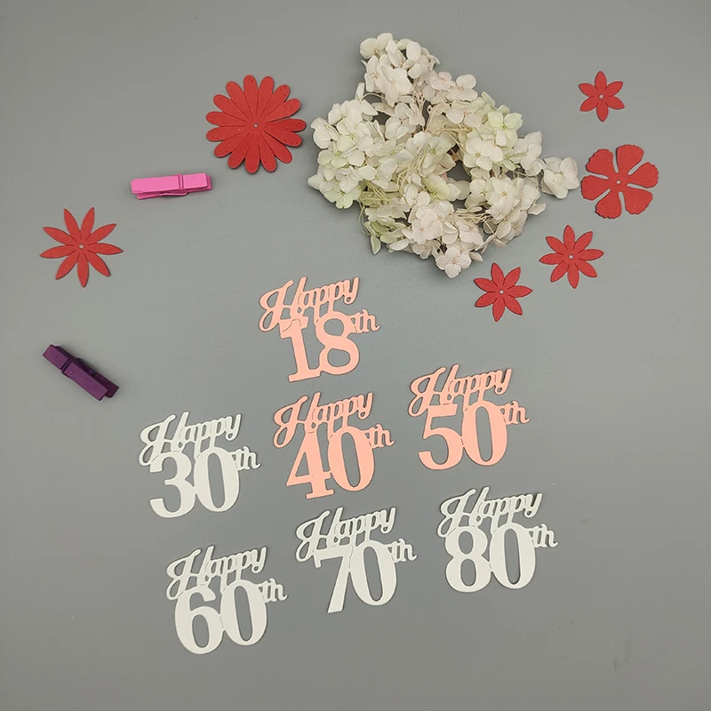 2022 New Happy 18th 21th 30th 40th 50th 60th 70th 80th Letter Metal Cutting Dies for Scrapbooking Stencil Festival Card Making