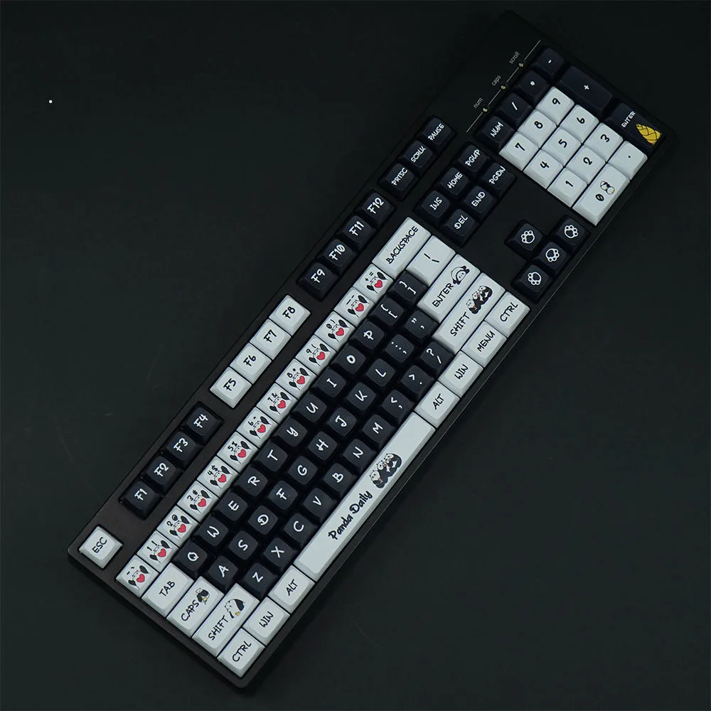 keycaps Cute Panda black and white simple style pbt keycap XDA profile for 60% 61 64 68 71 75% 81 84 Mechanical keyboard