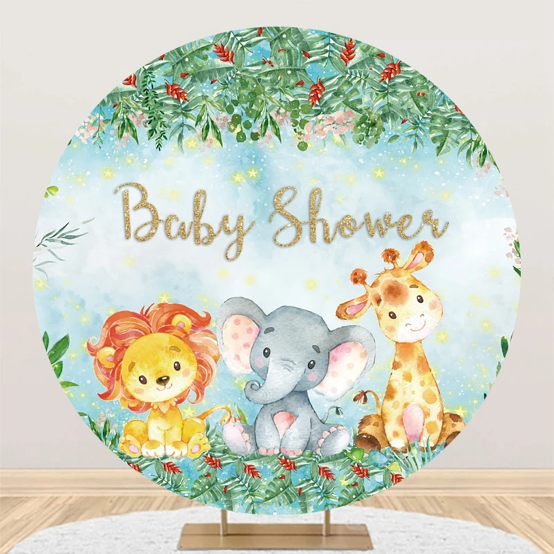 Wild One Jungle Safar 1st Birthday Round Backdrop Photography Baby Shower Portrait Photographic Party Decor Circle Background