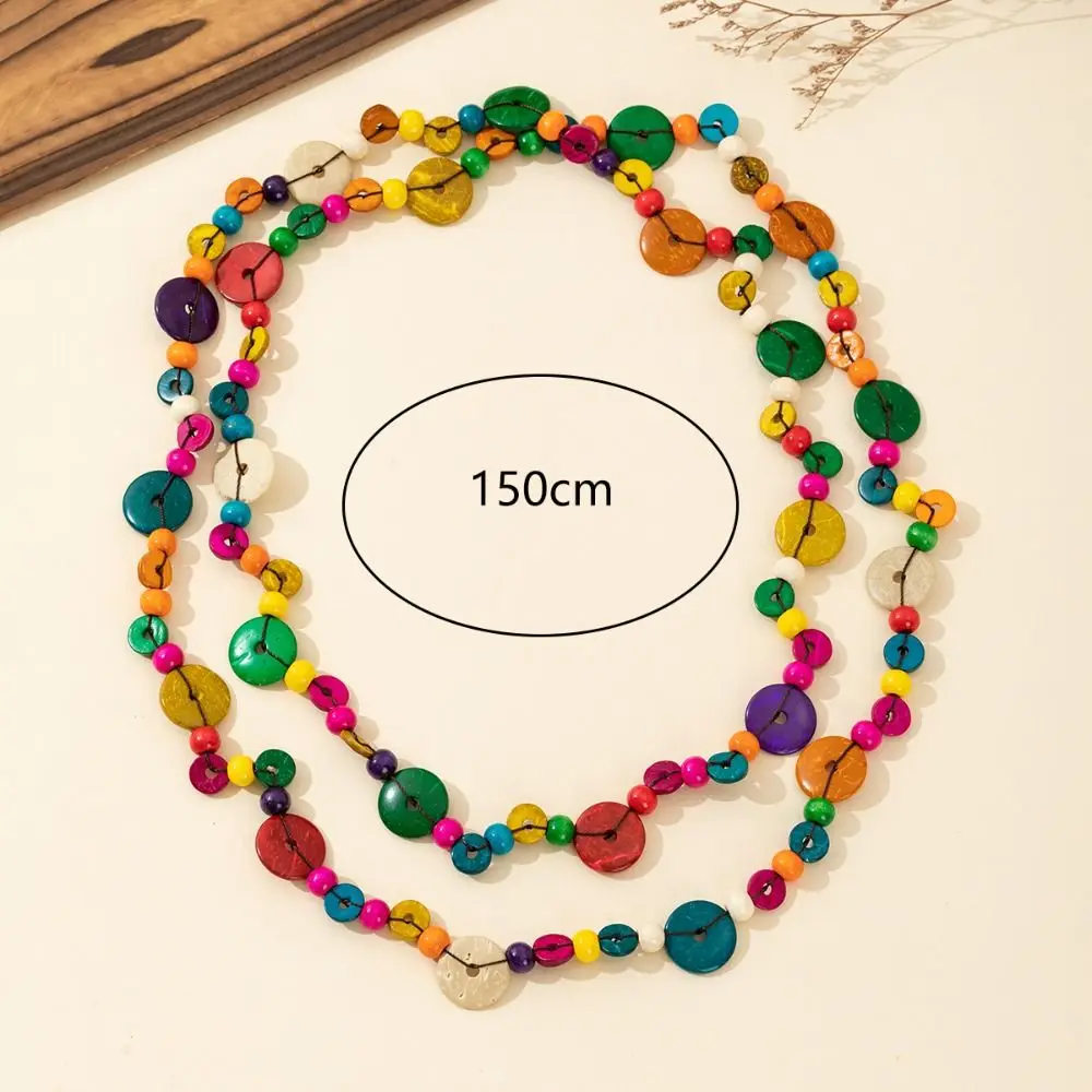 Fashion Coconut Shell Long Beaded Colorful Irregular Beaded Bohemian Chunky Coated Reflective Glass Beads Vintage for Women view 6