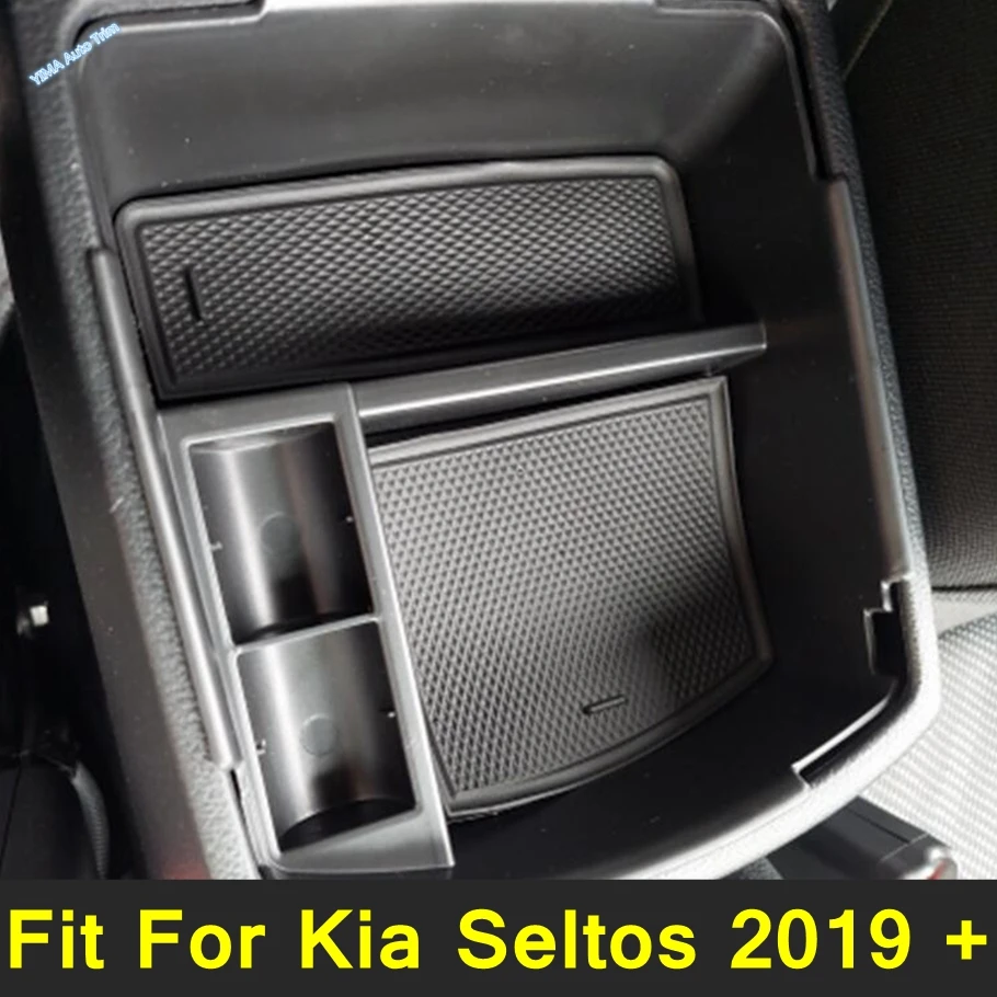 

Black Armrest Center Console Storage Box Container Glove Organizer Case Fit For Kia Seltos 2019 - 2024 Auto Interior Accessories