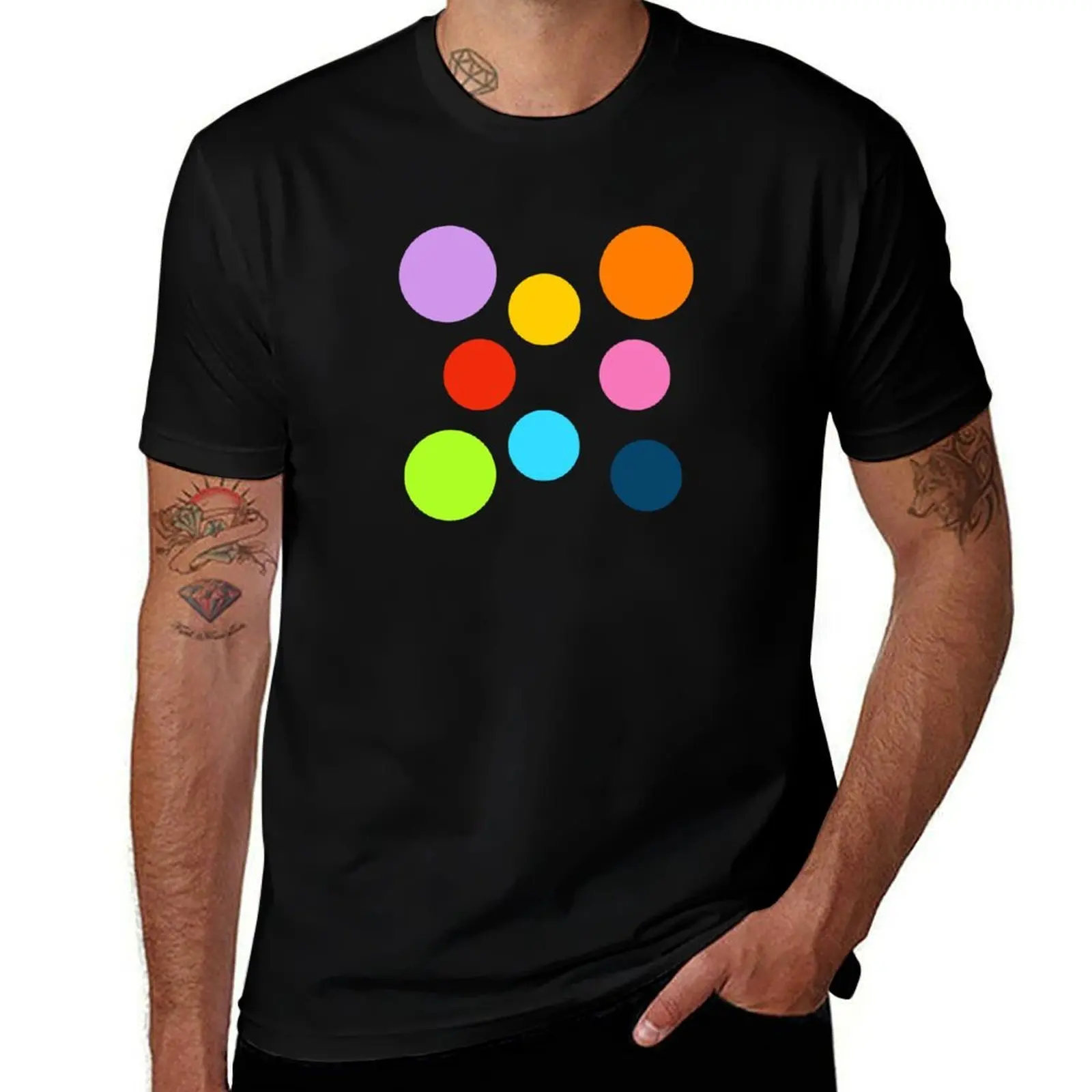 Rainbow Polka Dots Fun Exciting Pattern T-Shirt Breathable Lightweight Summer Top T-Shirt