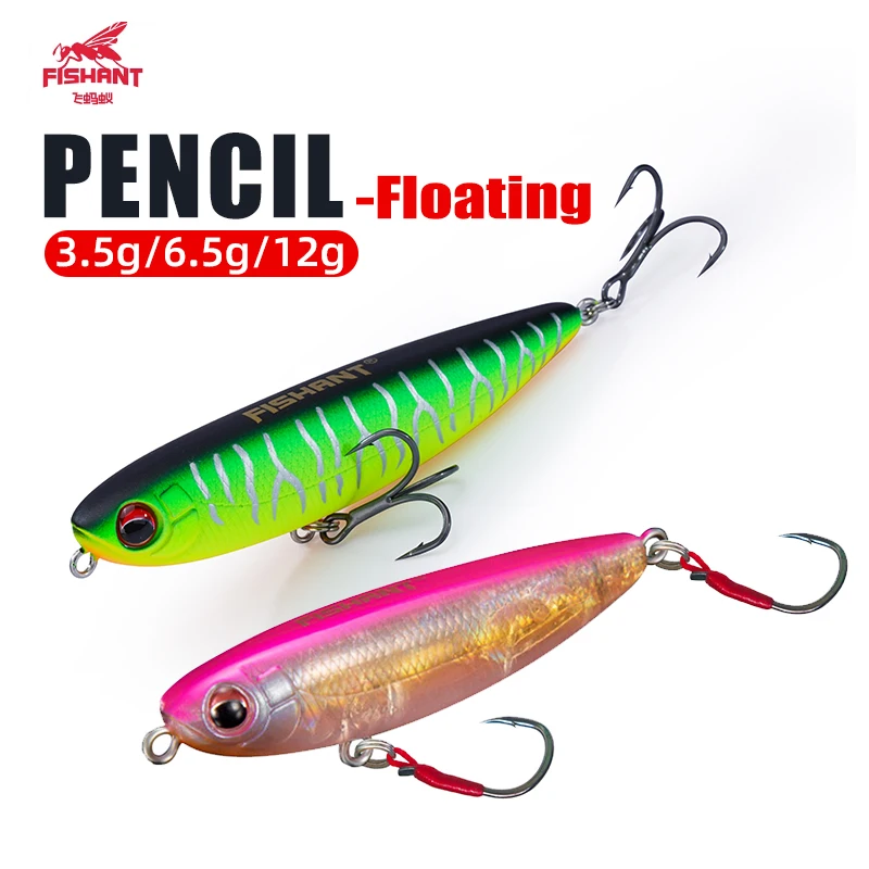 Fishant Paodan Floating Pencil Water Surface Fishing Lure Fake Bait Long Casting For Bass Treble/Single Hook Hard Bait