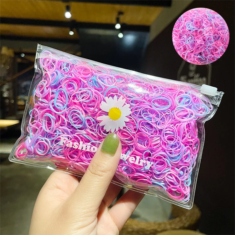 1000 unidades/pacote colorido pequeno bandas de cabelo descartáveis scrunchie meninas elástico de borracha rabo de cavalo titular acessórios para o cabelo laços de cabelo