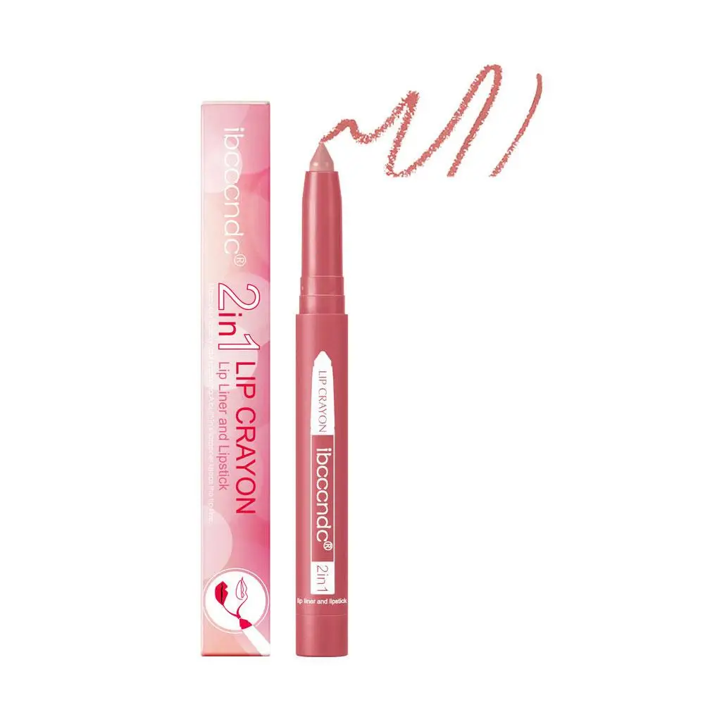 Ibcccndc Nieuwe Twee-In-Één Lipliner Waterdichte Roterende Matte Niet-Make-Up Voering Lip Niet-Drogende Lippenstift O6a1