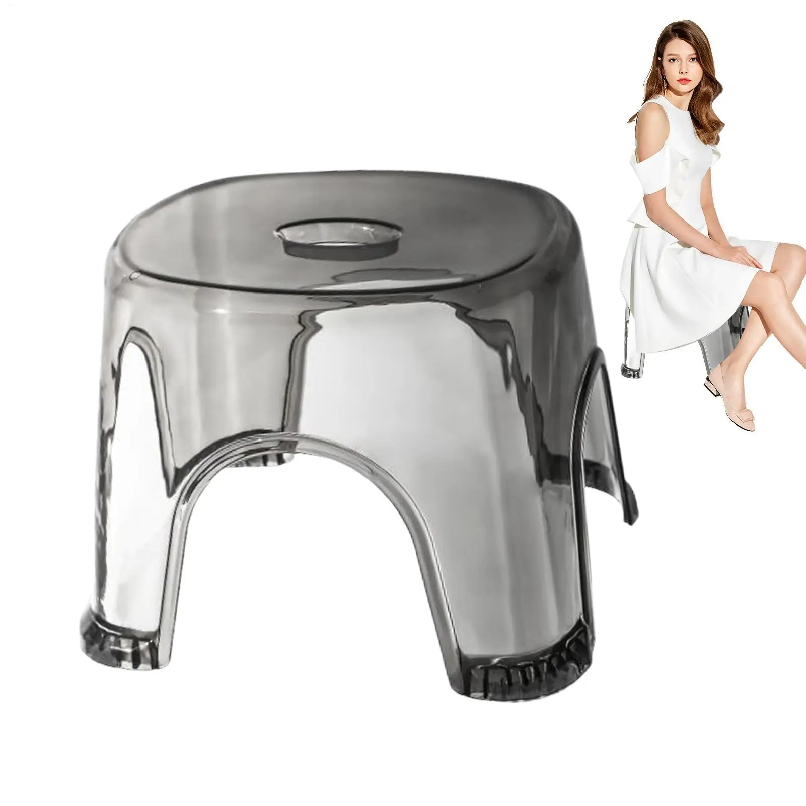Clear Shower Foot Stool Waterproof and Non-sliptransparent Stool Clear Stool for Bathroom Bedside Small Shower Spaces Corner