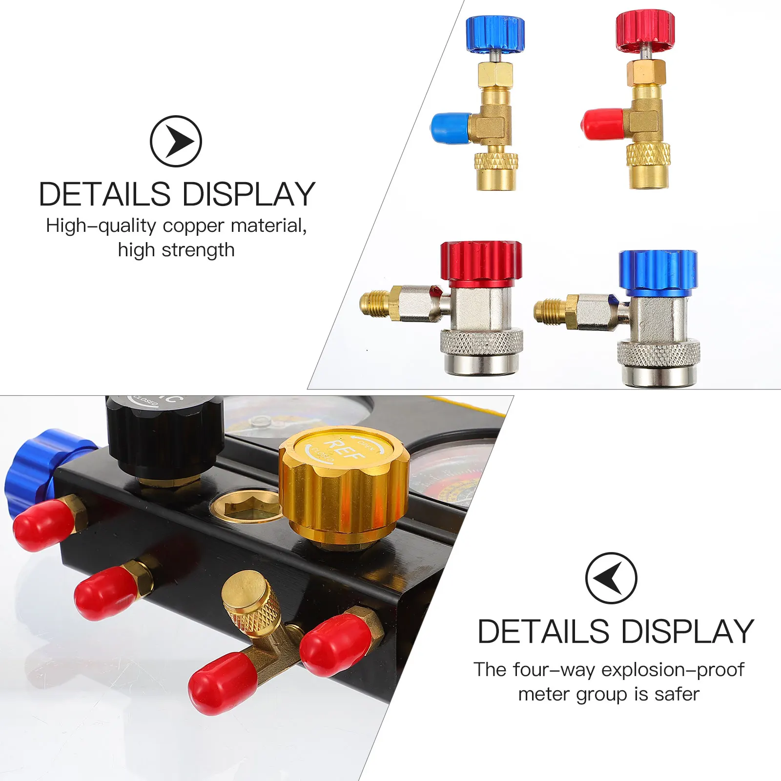 1 Set Cars Set 4 Way A/C Manifold Gauge Set Fits R134A R410A R32 R22 Refrigerants