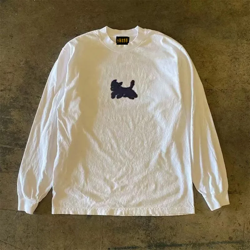 Heavyweight 310gsm Pure Cotton Long Sleeve T-Shirt American Retro Oversize Streetwear Versatile Comfortable Breathable round ...