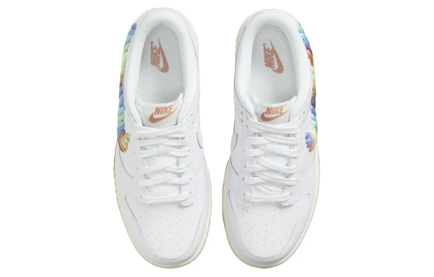 Nike Dunk Low SE Rainbow Lace Swoosh White GS Sneakers shoes With Original Box