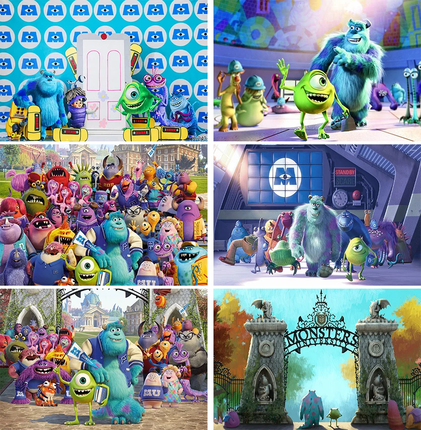 Monsters Inc Sulley Photo Backdrop Children Kid 1st Birthday Party Big Eyes Mike Wazowski Blue Background Decor Studio Banner