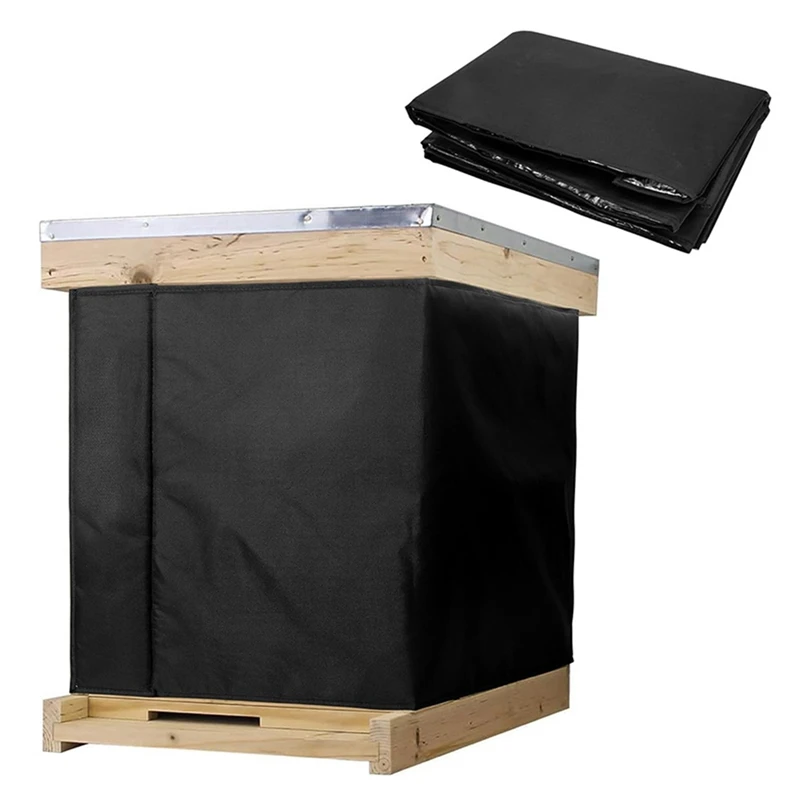 Winter Bee Hive Wrap Cover 600D Oxford Beehive Winter Protection Cover Windproof Insulation Wrap Black, 72X23.5Inch Easy Install