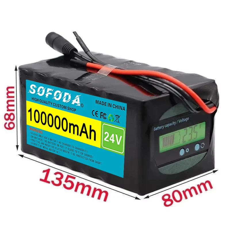 24V Battery 500W 6S4P Lithium Battery Pack 100Ah Suitable for 100W 250W 500W motor with Capacity Indicator&BMS+Charger
