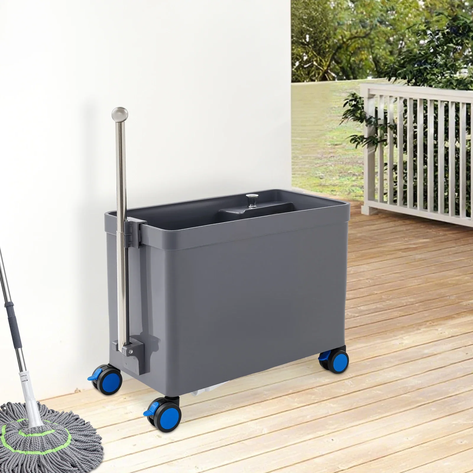 

Многофункциональная раковина для швабры с 4 запираемыми колесами, грузоподъемность 50 кг, внутренний размер 53x27,5x26 см для плоских губчатых традиционных швабр