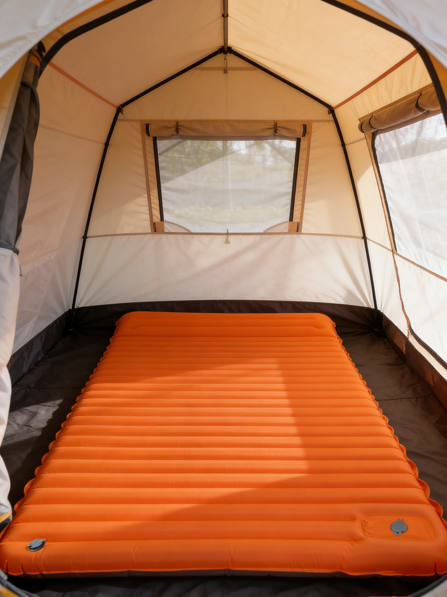 4-Zoll-Doppel-Luftmatratzenbett, anschließbar und erweiterbar auf King-Size-Größe, integrierte Pumpe, schnelles Aufpumpen, für Camping-Gasthaus – Detail 7