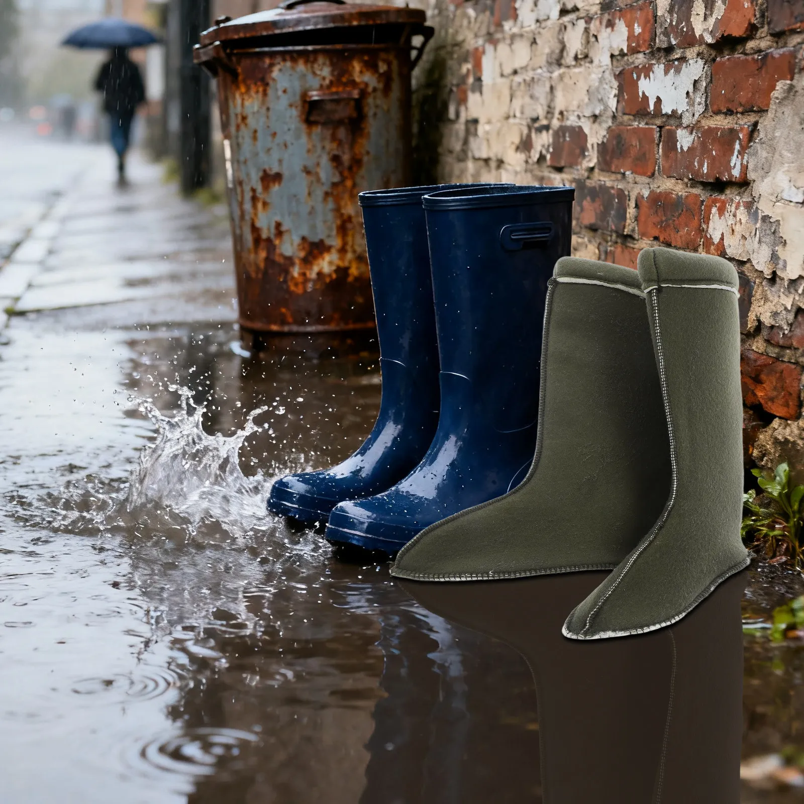 

1Pair Detachable Waterproof Rain Boot Liners Insulated Warm Thermal Inner Shoe Inserts for Cold Weather Outdoor Work Walking