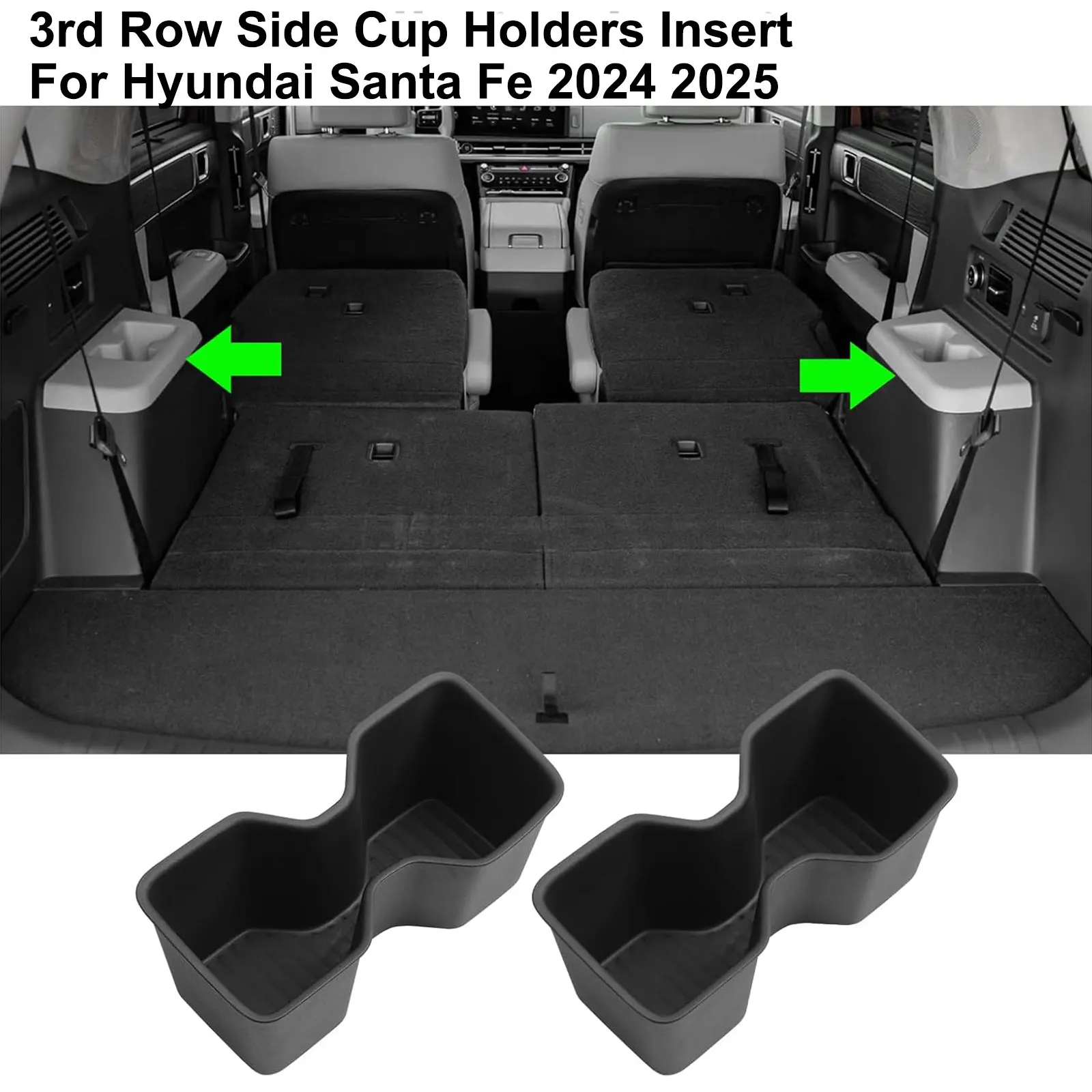 

For Hyundai Santa Fe 2024 2025 3rd Row Side Cup Holders Insert Car Interior Accessories TPE Rear Drink Limiter
