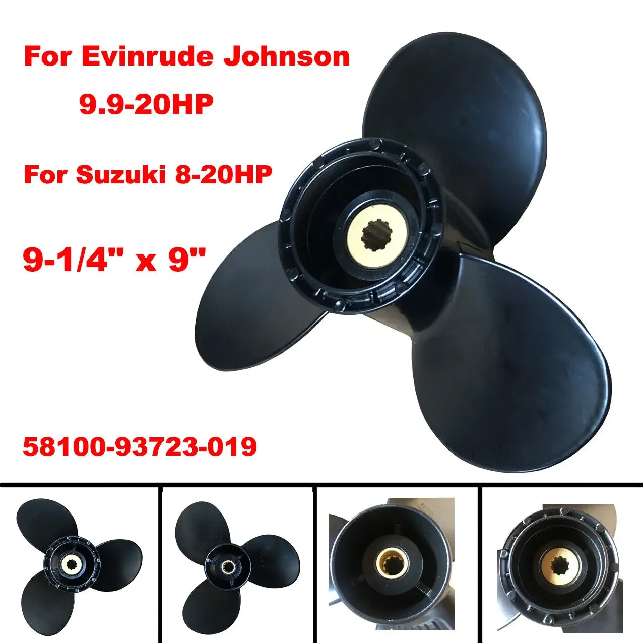 

58100-93723-019 Boat Propeller 9-1/4" X 9" for Suzuki Outboard Engine DT DF 9.9HP 15HP 20HP