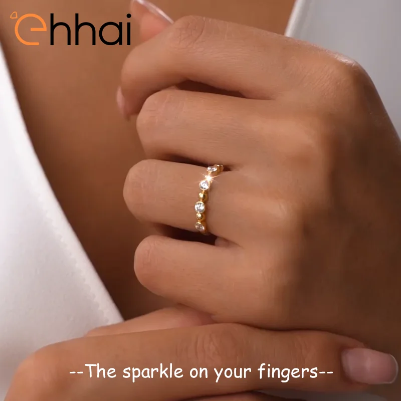 

Ehhai круглые бусины из муассанита с интервалом, дизайнерские кольца для женщин, настоящее серебро S925, свадебное обручальное кольцо, ювелирные изделия, подарки