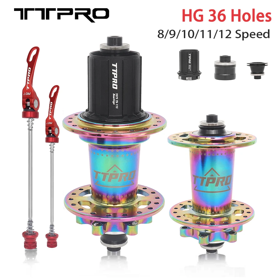 

TTPRO 120 Click Hub 6 Bearing MTB Mountain Bike Hub Front Rear 36 Holes Thru-axle Exchange Disc Brake Bicycle Cycling Hubs HG