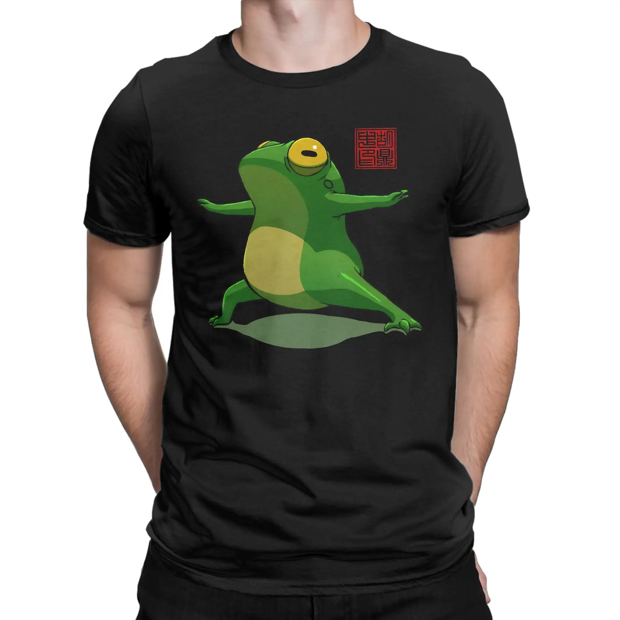 Casual T-Shirt Summer Yoga Frog Warrior Two Pose T Shirts  Cotton Tee Shirt for Male Y2K Fun Wholesale Short Sleeve Top Tees