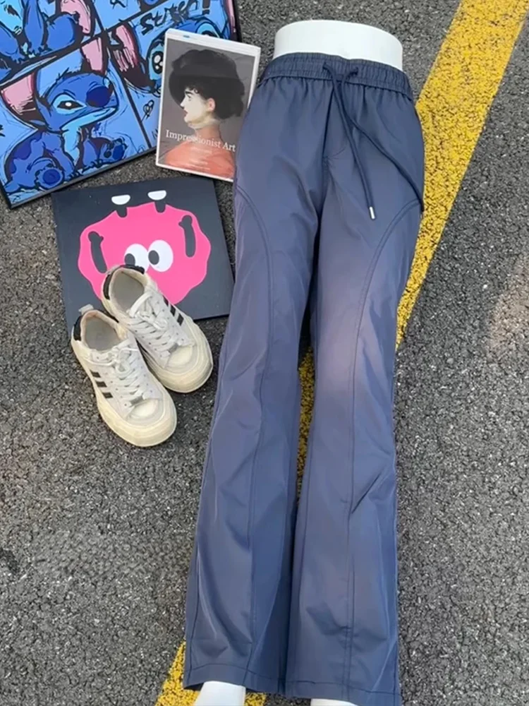 American Sle Slant Cut Tee Proof Qui Dry Men's Summer Thin Ice Silk Casual Long Pants Straight Leg Micro Flared Breathable