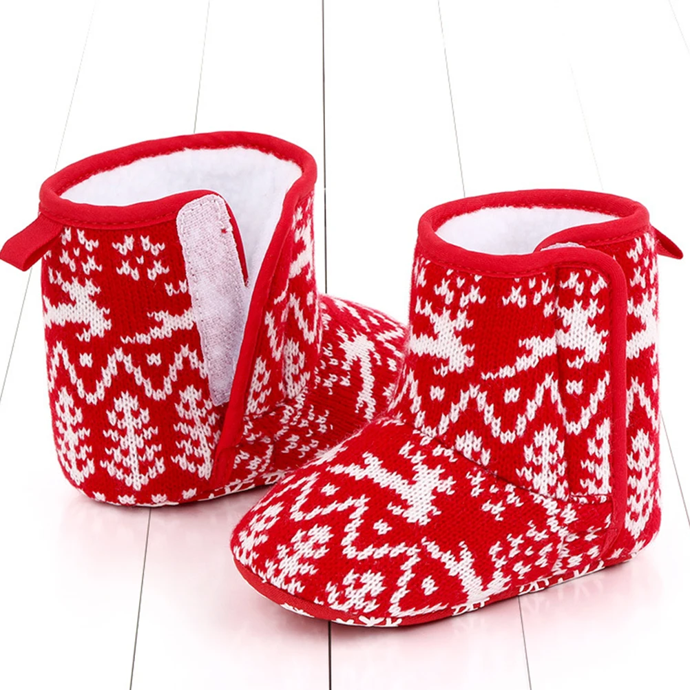 

Christmas Boots Cotton Baby Shoes Toddler Fashionable Flat Bottom Warm Winter Durable Non Deform Infant Christmas Gifts Match