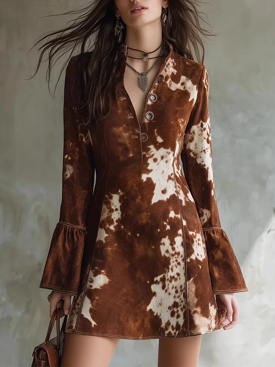 

Women's Printed Long Sleeve Jacket Coat Turn-down Collar Fashion European Style Polyester Fiber Short Coat Spring Season