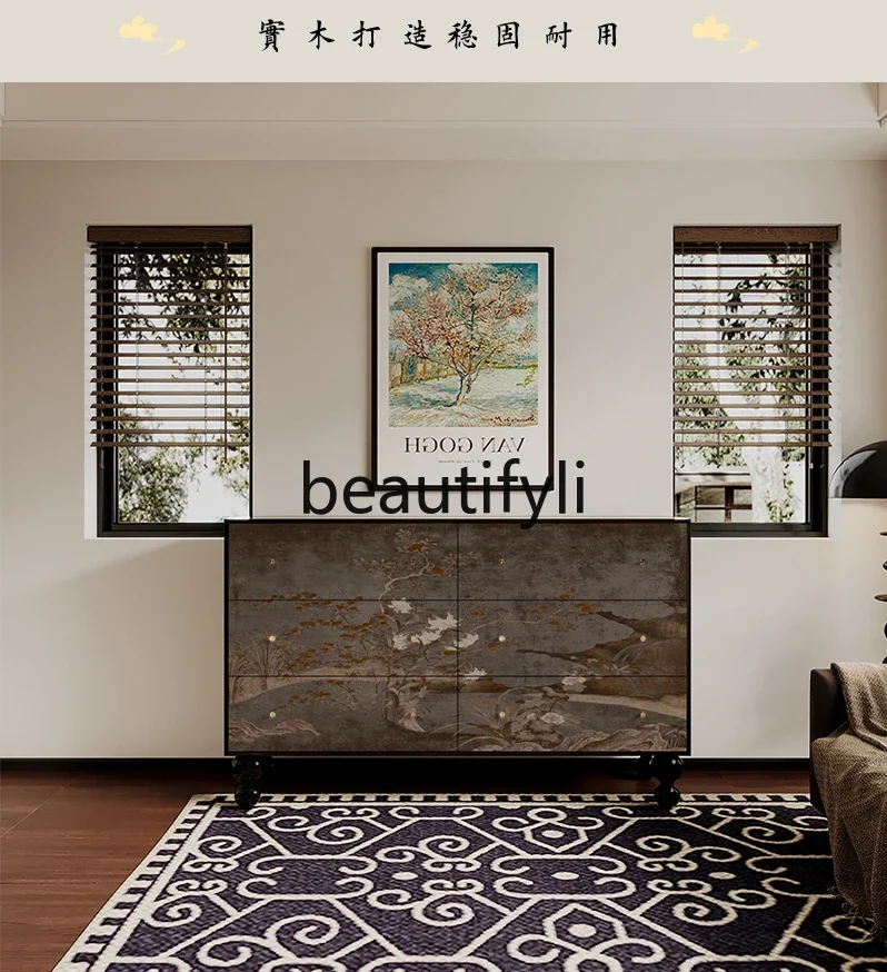 

ZXQNew Chinese Style Home Living Room Storage Cabinet Entrance Cabinet Bedroom Bedside Storage Cabinet