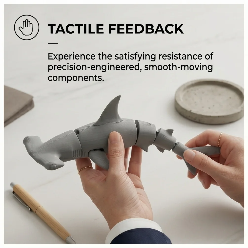 

3PC 3D Printed Articulated Hammerhead Shark Fidget Stress Relief Desktop Ornament Movable Joints Interactive Snapping Jaw Decor
