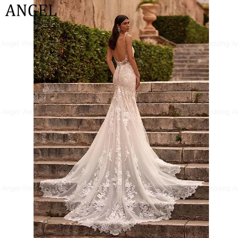 ANGEL Customized Luxury Wedding Dress for Bride 2026 Romantic Mermaid Lace Appliques Beads Long Bridal Dresses Vestidos De Novia
