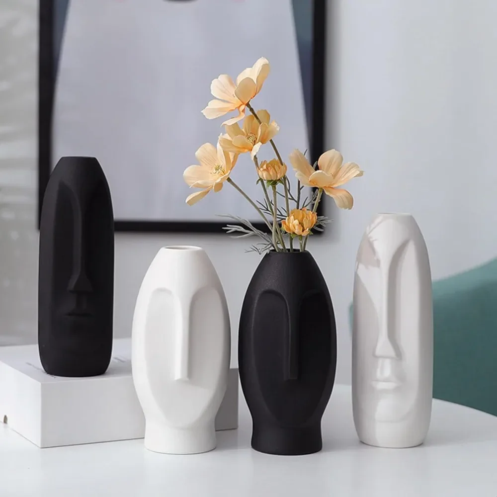 

Simple Abstract Human Face Flower Vase Silicone Mold DIY Concrete Gypsum Clay Pouring Mould Home Gardening Decoration