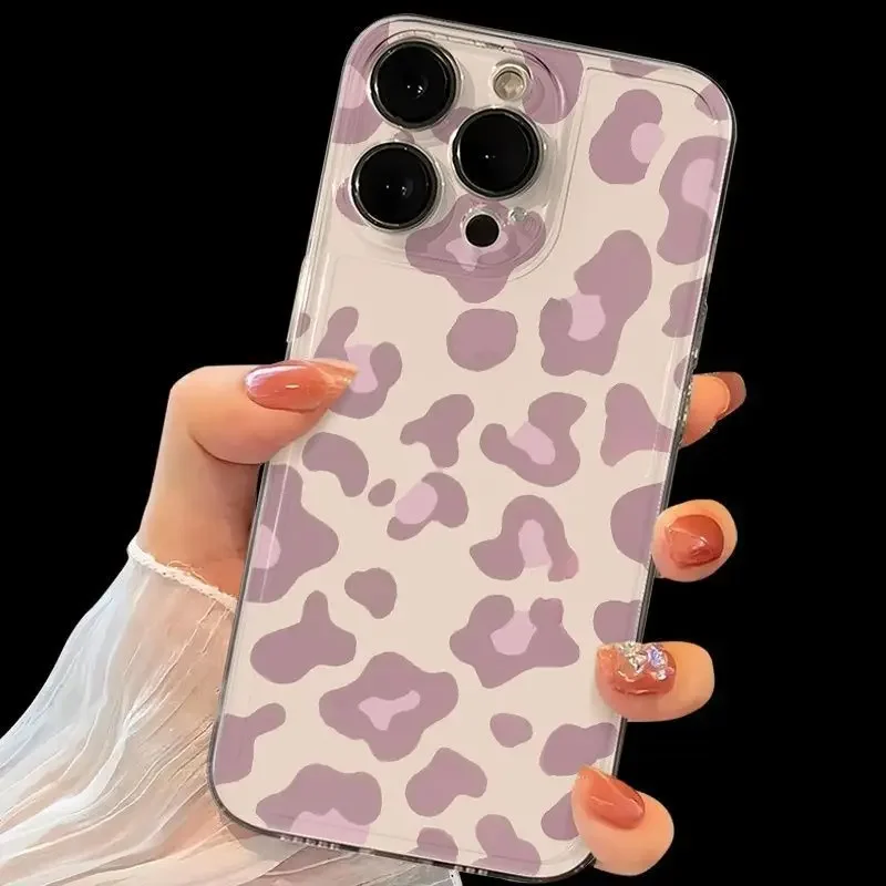Lichtroze Luipaardprint Telefoonhoesje Voor Samsung Galaxy S25 S24 S22 S23 Ultra Plus Transparante Cover S22 + S23 + S24 + S25 + Shell