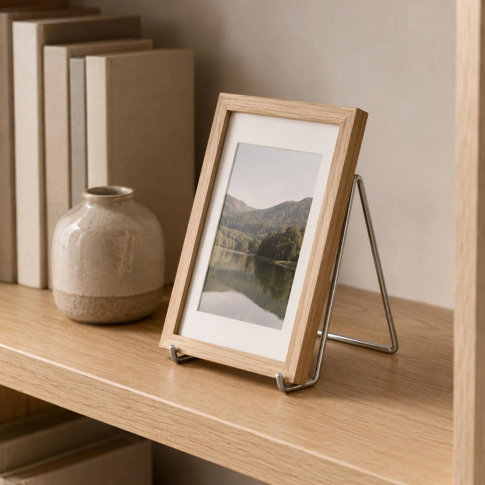 

Triangular Frame Display Stand Triangular Wire Display Stand Metal Frame Holder Silver-Toned Finish Desk Accessory Desktop