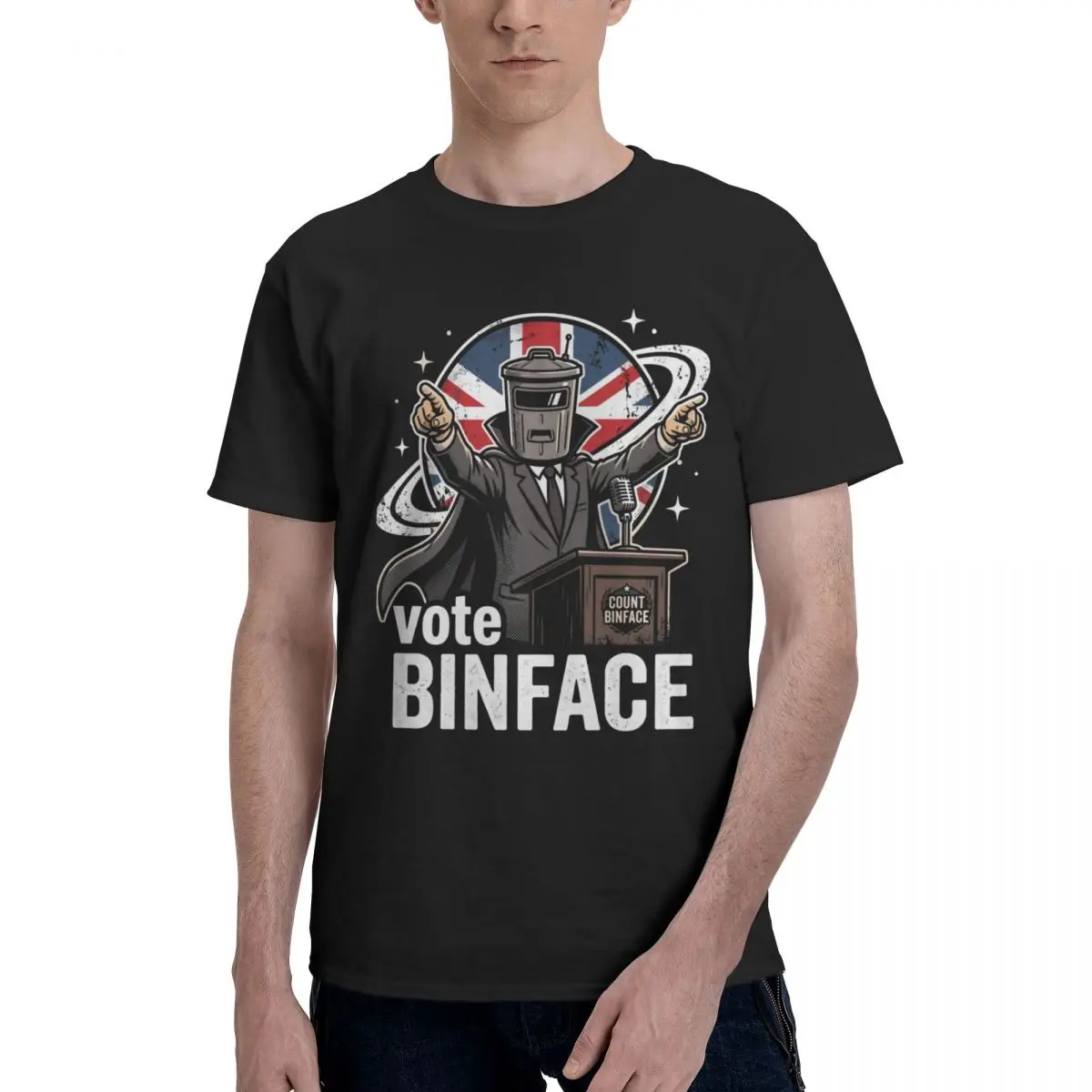Men Count Binface Retro T Shirt Streetwear Cotton Crewneck Tshirts