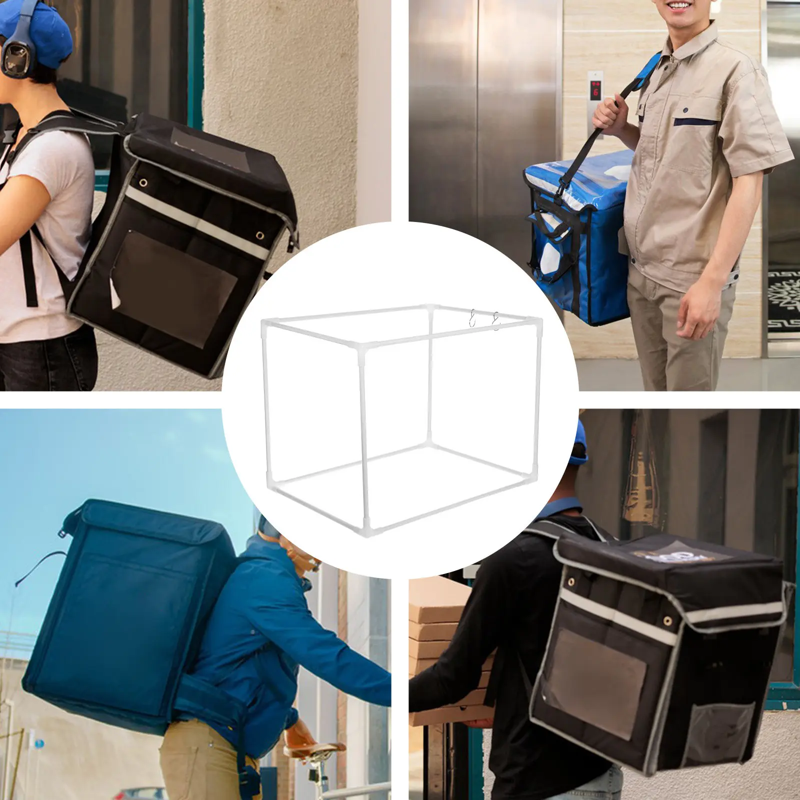 1Set Thermal Grocery Tote Support Frame Hollow Cube Plastic Inner Rod for Food Carrier Shipping Delivery Bag Mailing Bag Support view 2